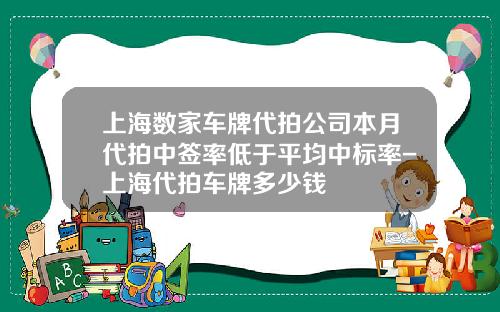 上海数家车牌代拍公司本月代拍中签率低于平均中标率-上海代拍车牌多少钱