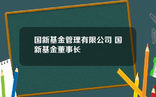 国新基金管理有限公司 国新基金董事长