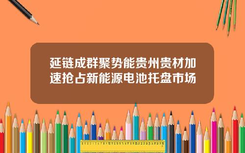 延链成群聚势能贵州贵材加速抢占新能源电池托盘市场