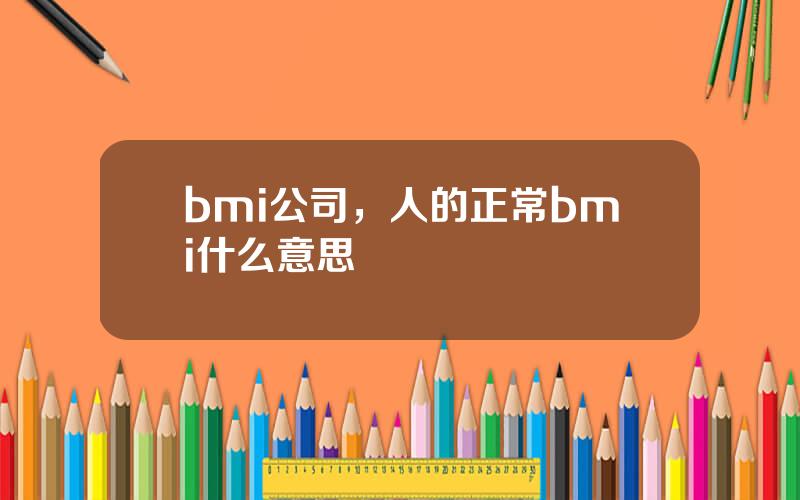 bmi公司，人的正常bmi什么意思