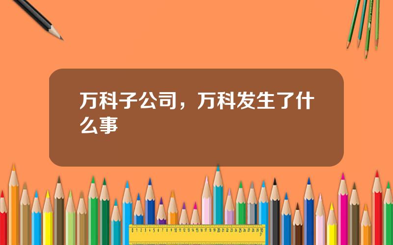 万科子公司，万科发生了什么事