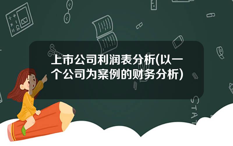 上市公司利润表分析(以一个公司为案例的财务分析)