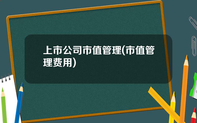 上市公司市值管理(市值管理费用)