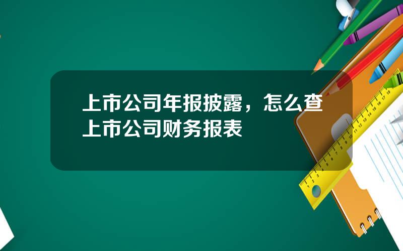 上市公司年报披露，怎么查上市公司财务报表