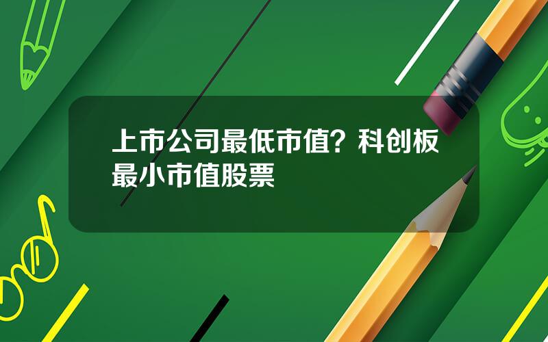 上市公司最低市值？科创板最小市值股票