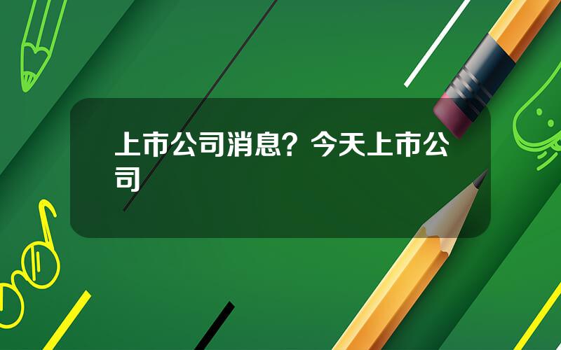 上市公司消息？今天上市公司