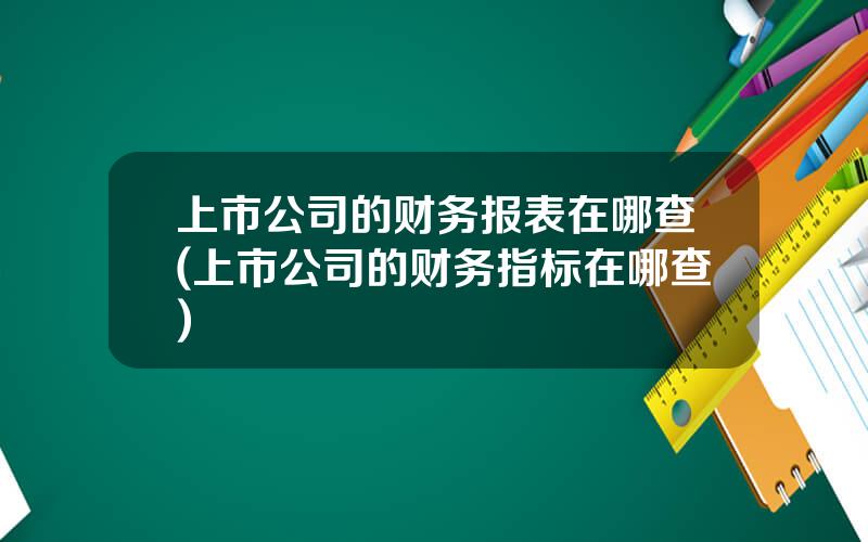 上市公司的财务报表在哪查(上市公司的财务指标在哪查)