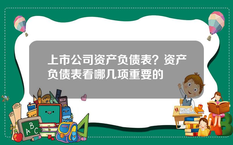 上市公司资产负债表？资产负债表看哪几项重要的