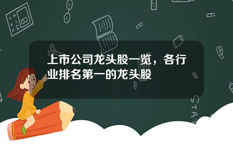 上市公司龙头股一览，各行业排名第一的龙头股