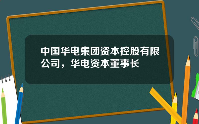 中国华电集团资本控股有限公司，华电资本董事长