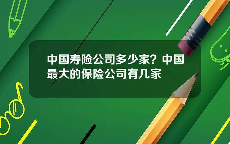 中国寿险公司多少家？中国最大的保险公司有几家