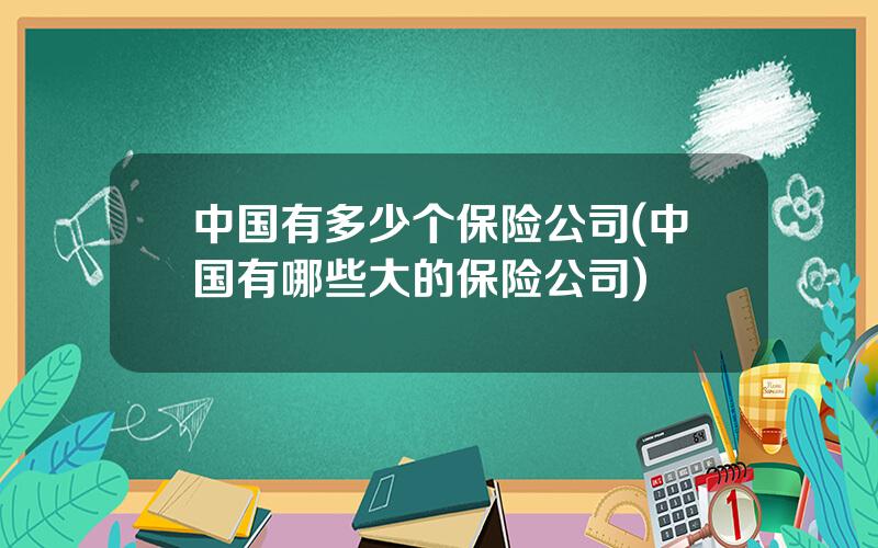 中国有多少个保险公司(中国有哪些大的保险公司)