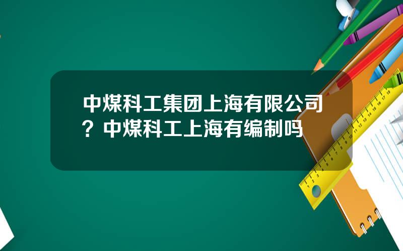 中煤科工集团上海有限公司？中煤科工上海有编制吗