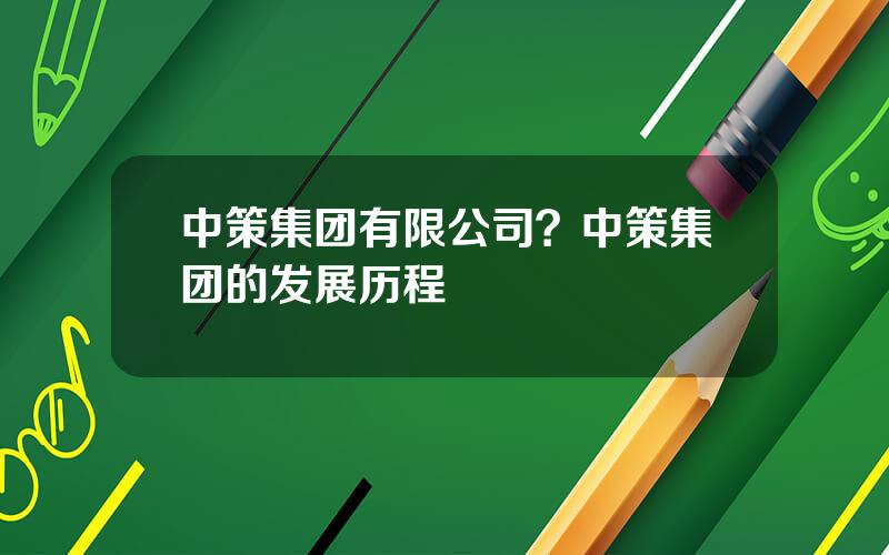 中策集团有限公司？中策集团的发展历程