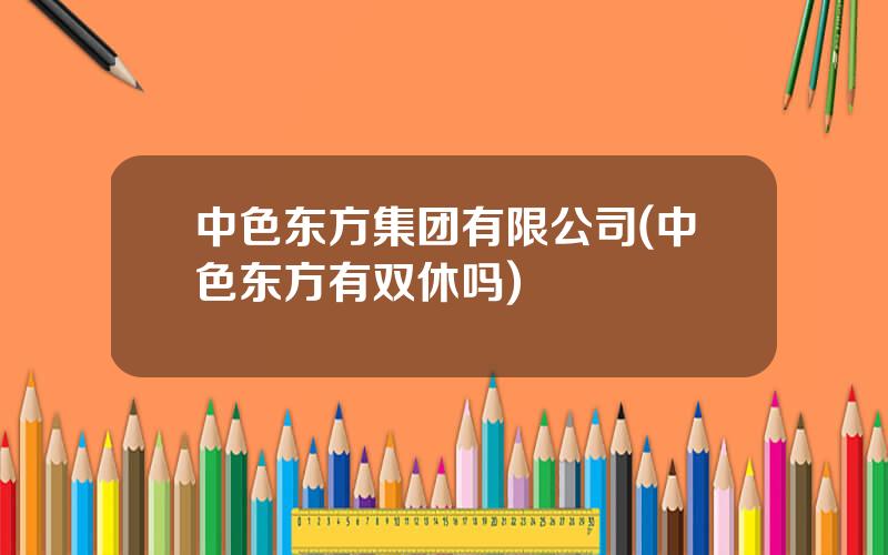 中色东方集团有限公司(中色东方有双休吗)