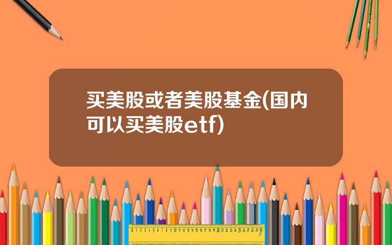 买美股或者美股基金(国内可以买美股etf)