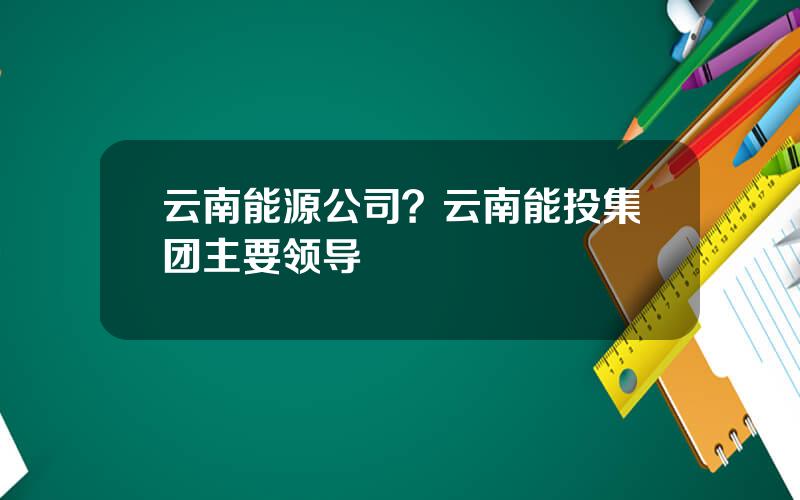 云南能源公司？云南能投集团主要领导