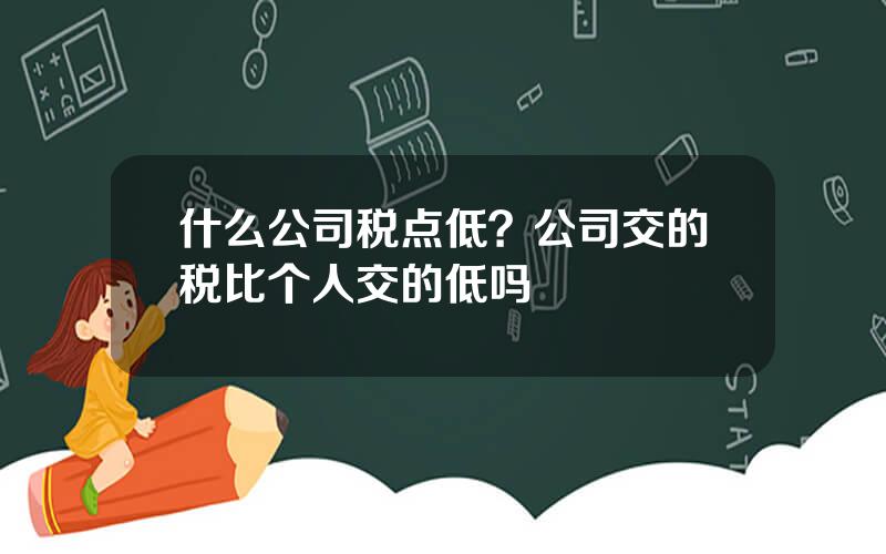 什么公司税点低？公司交的税比个人交的低吗