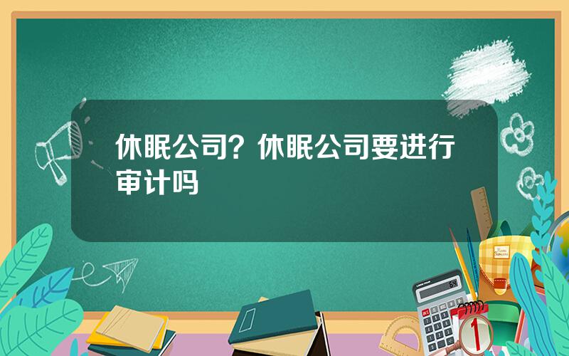 休眠公司？休眠公司要进行审计吗