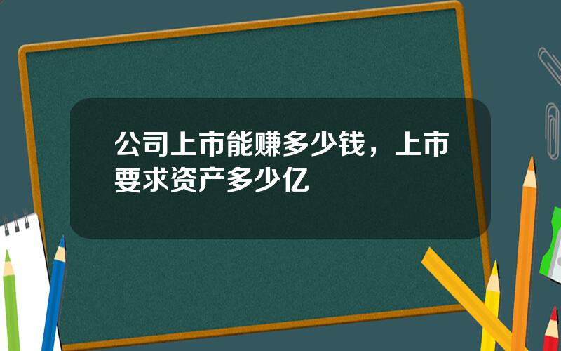 公司上市能赚多少钱，上市要求资产多少亿