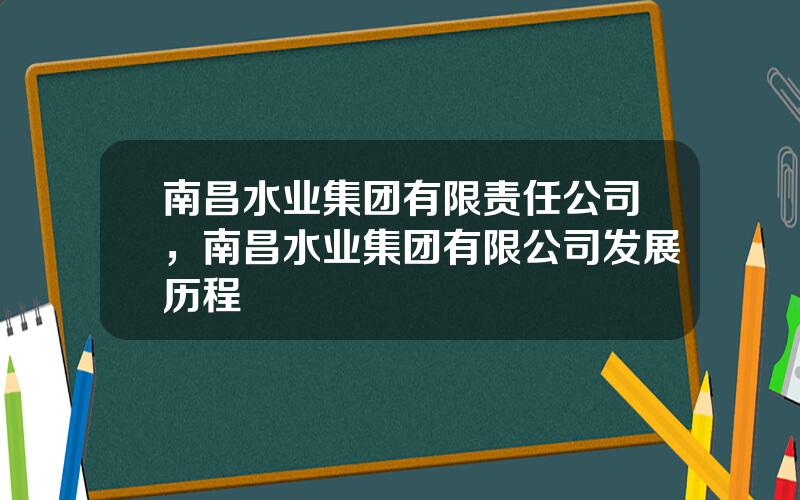 南昌水业集团有限责任公司，南昌水业集团有限公司发展历程