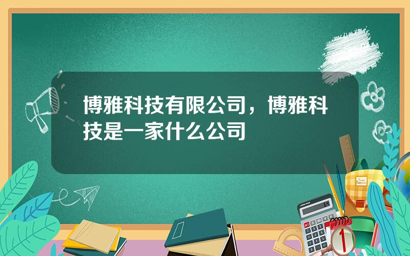 博雅科技有限公司，博雅科技是一家什么公司