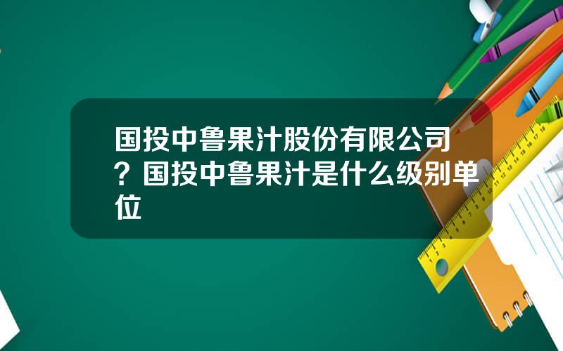 国投中鲁果汁股份有限公司？国投中鲁果汁是什么级别单位