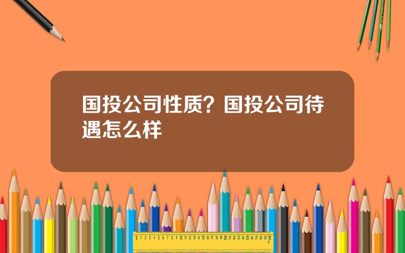 国投公司性质？国投公司待遇怎么样