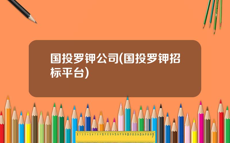 国投罗钾公司(国投罗钾招标平台)