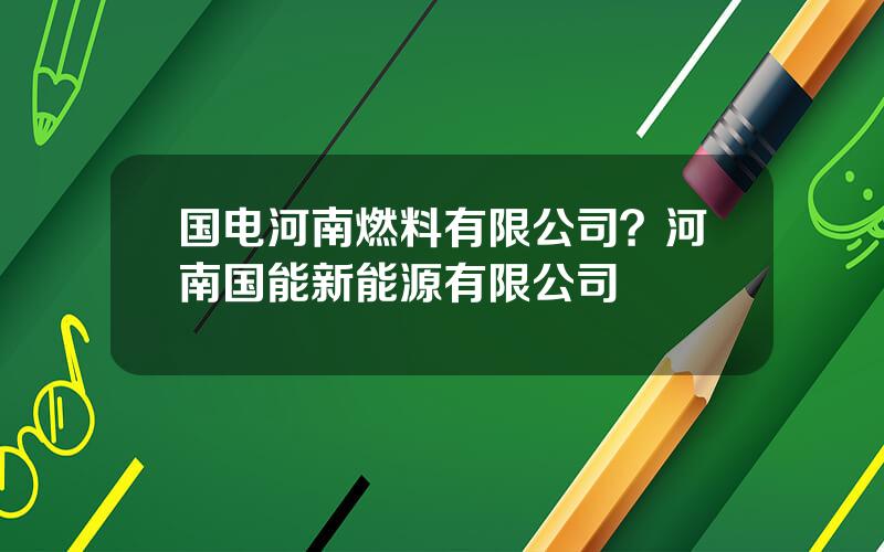 国电河南燃料有限公司？河南国能新能源有限公司