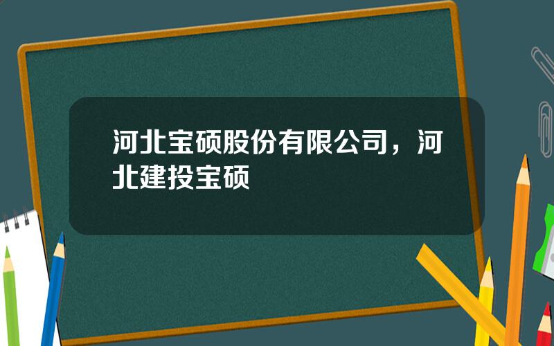 河北宝硕股份有限公司，河北建投宝硕