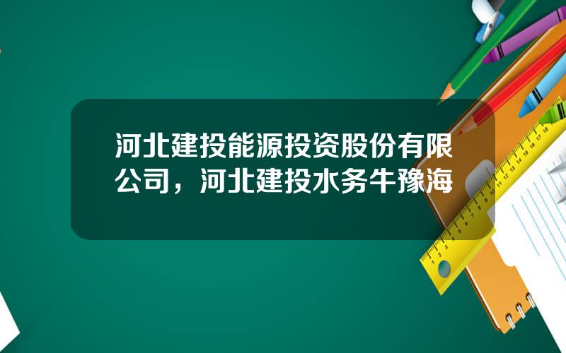 河北建投能源投资股份有限公司，河北建投水务牛豫海