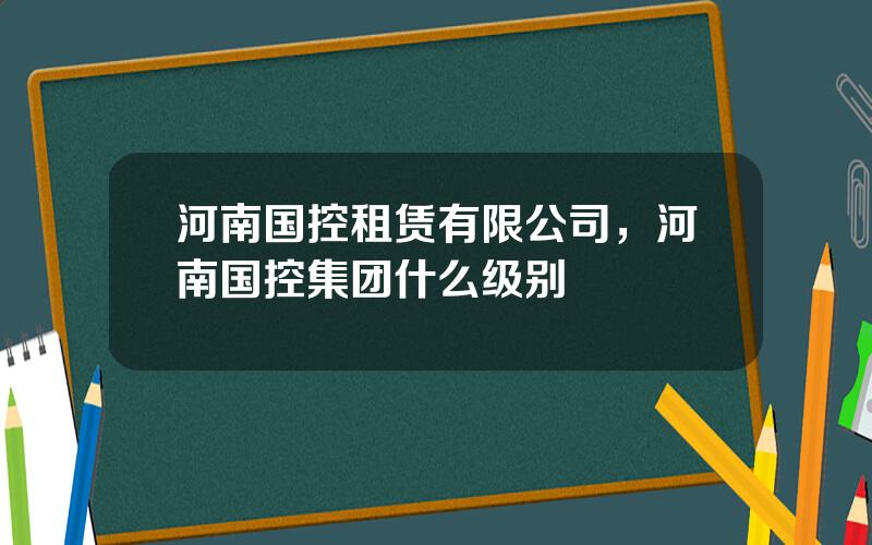 河南国控租赁有限公司，河南国控集团什么级别