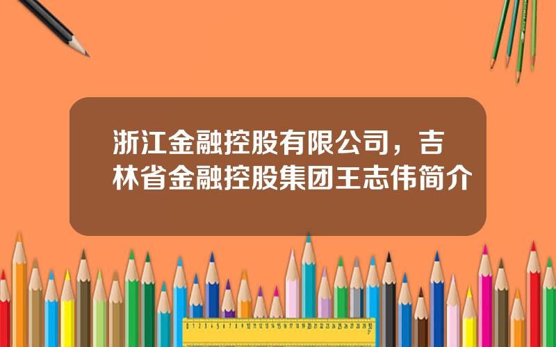 浙江金融控股有限公司，吉林省金融控股集团王志伟简介