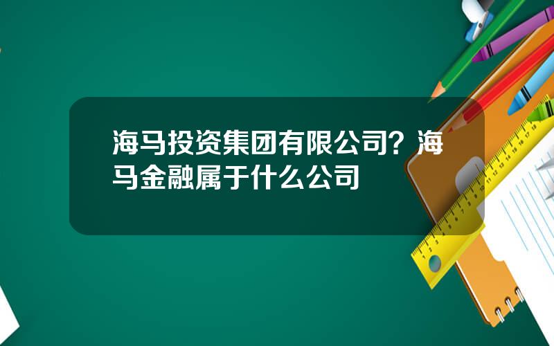 海马投资集团有限公司？海马金融属于什么公司