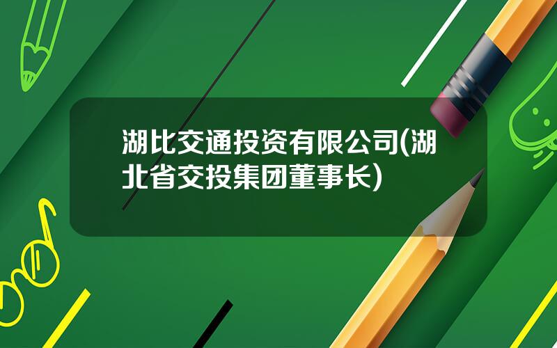 湖比交通投资有限公司(湖北省交投集团董事长)